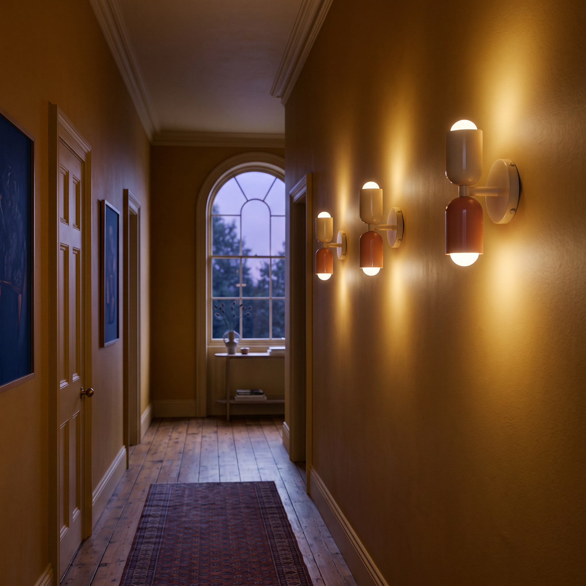 Three down a hallway turns a walk into a rhythm