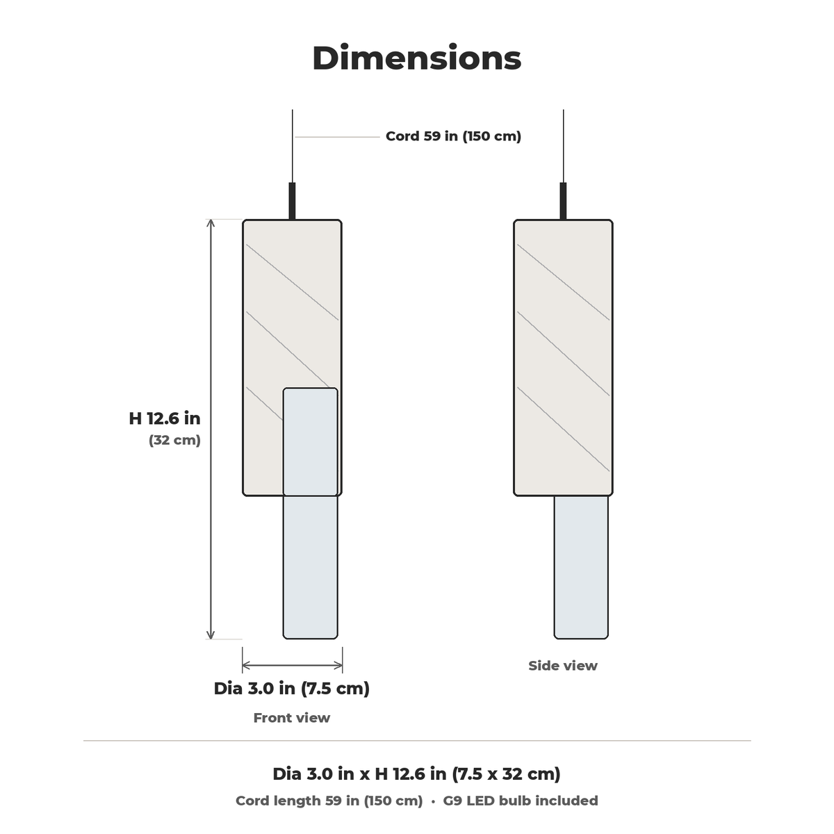 Marble cylinder pendant light dimensions