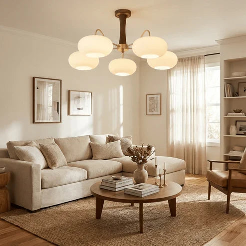 curved-arm-glass-shade-chandelier
