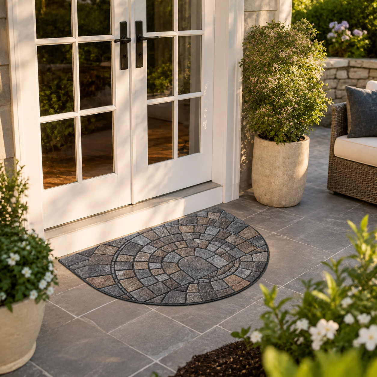 alf-Round Cobblestone Door Mat – Non-Slip Indoor & Outdoor Entry Rug