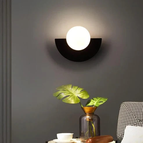 black half round wall light
