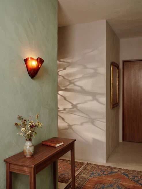 cream glass wall light
