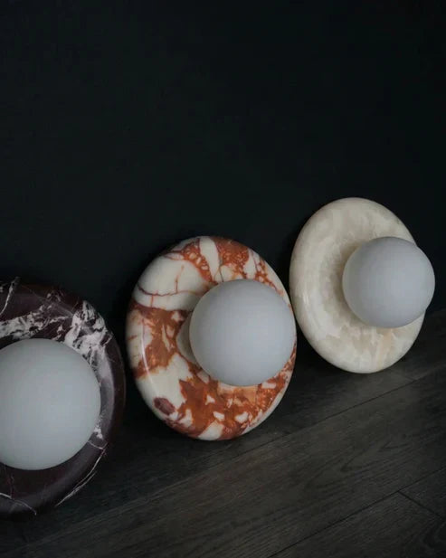 marble backplate wall light
