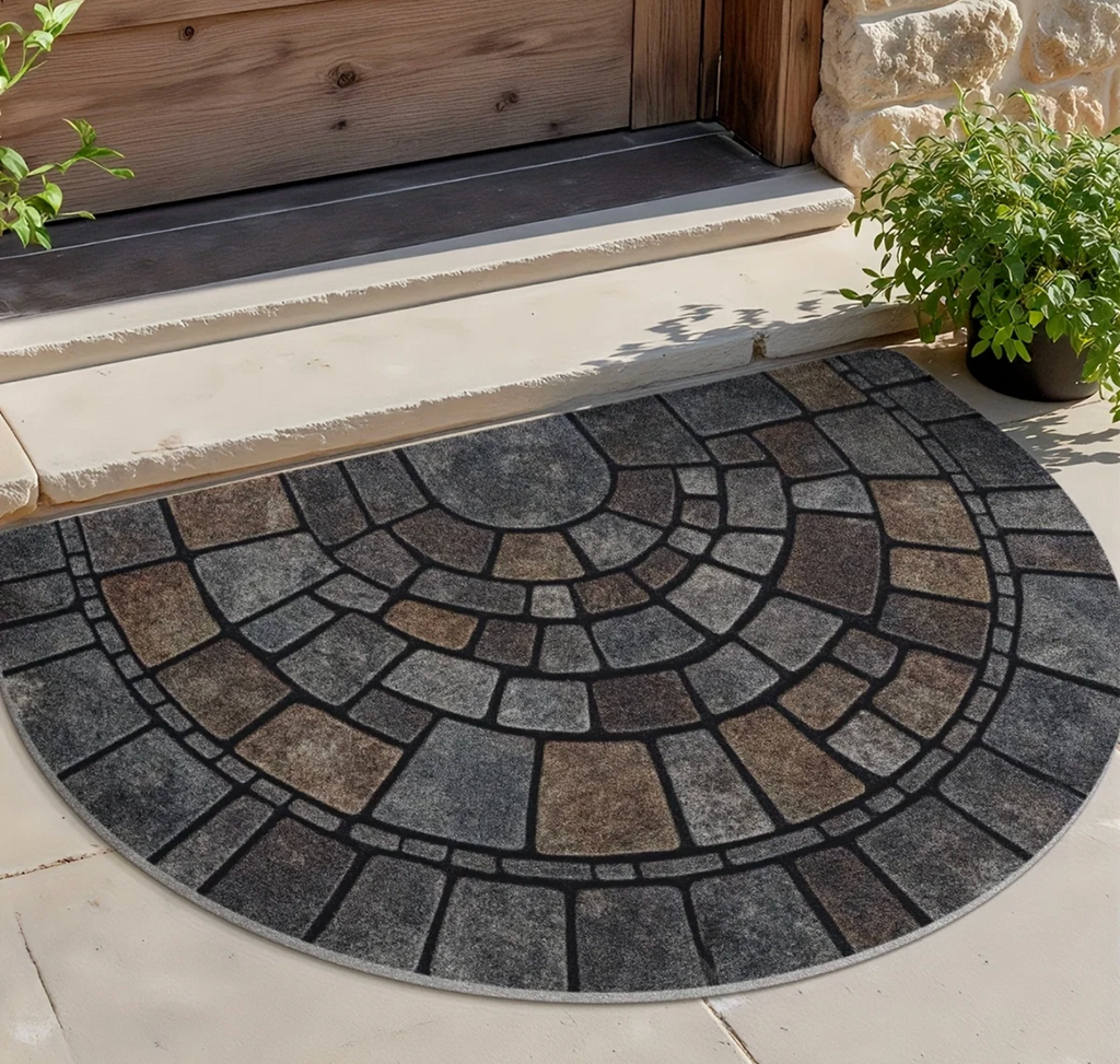 alf-Round Cobblestone Door Mat – Non-Slip Indoor & Outdoor Entry Rug