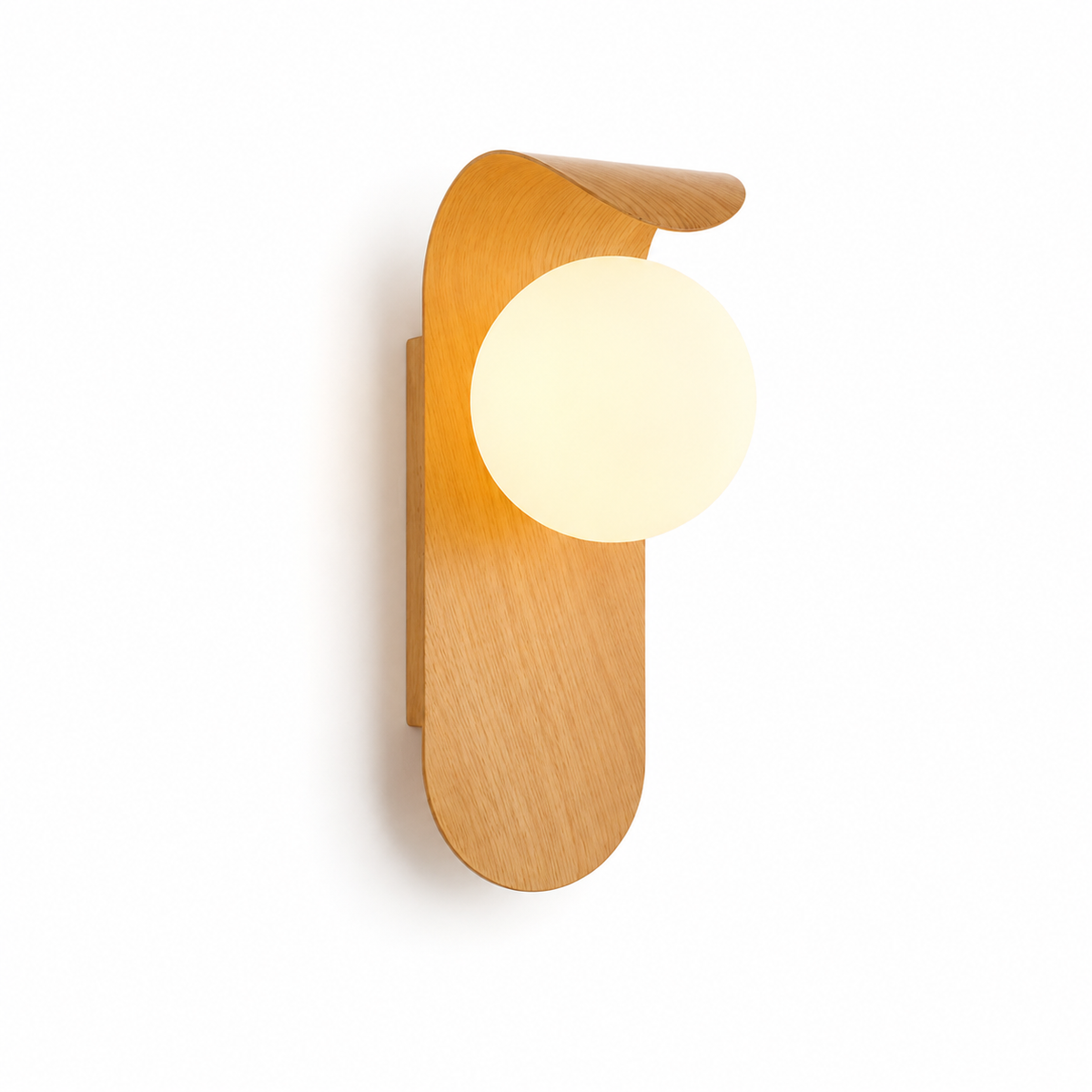 wood globe LED wall sconce
