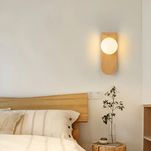 wood globe wall light
