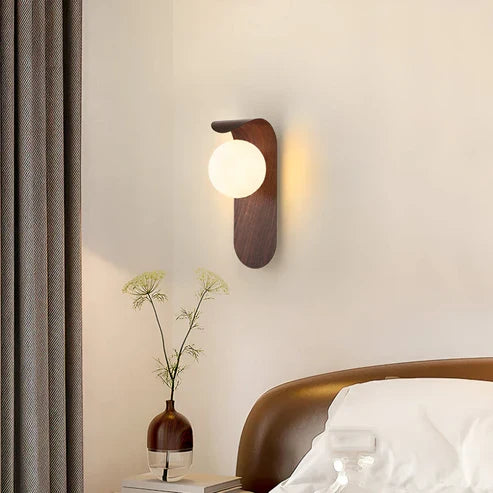 wood globe wall sconce
